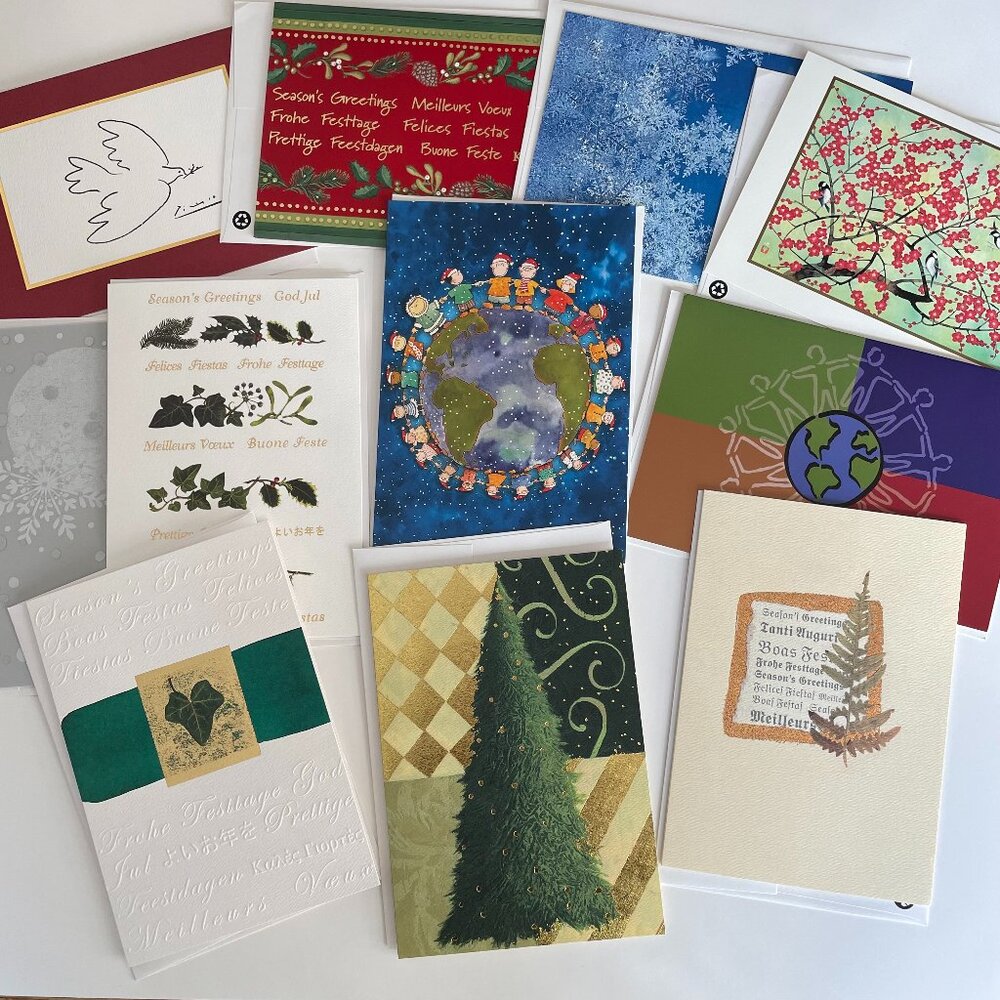 UNICEF Lot of Assorted Holiday Greeting Cards 11 Cards + 12 Env 8” x 5.5” NEW